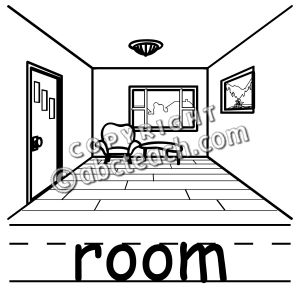 Clip Art: Basic Words: Room B&W (poster)