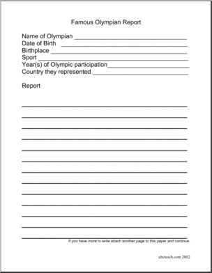 Report Form: Olympic Athletes