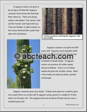 Comprehension: Science: Saguaro Cactus (elem)