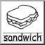 Clip Art: Basic Words: Sandwich B&W (poster)