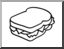 Clip Art: Basic Words: Sandwich (coloring page)