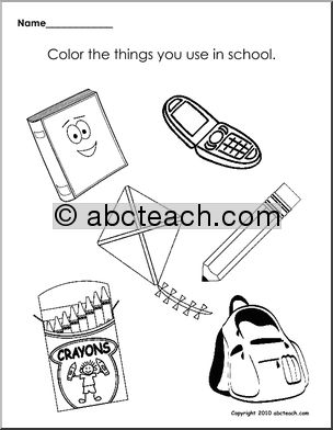 School Theme: Things You Use at School  (prek-1)