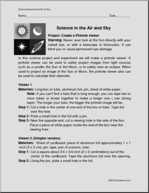 Experiment: Where We Find Science-The Sky Pinhole Viewer