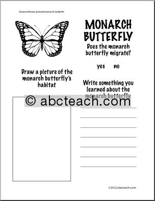 Science: Monarch Butterfly Information Page (Grade 1)