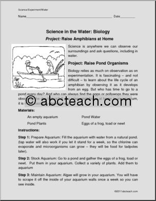 Experiment: Where We Find Science-In Water-Amphibians (elem/upper elem)