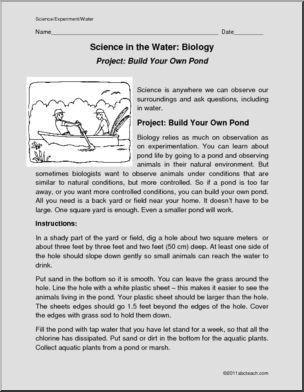 Experiment: Where We Find Science-In Water-Build a Pond (elem/upper elem)
