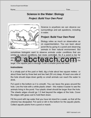 Experiment: Where We Find Science-In Water-Build a Pond (elem/upper elem)