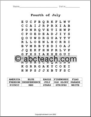 Word Search: Fourth of July