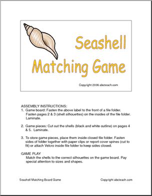 Game: Seashell Matching (primary) -color