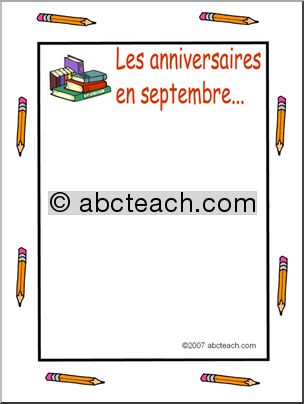 French: Affiche pour montrer les anniversaires en septembre