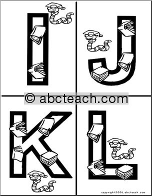 Alphabet Letter Patterns: Bookworms (b/w)