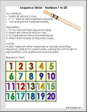 Sequence Sticks: Numbers 1 to 20