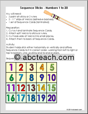 Sequence Sticks: Numbers 1 to 20