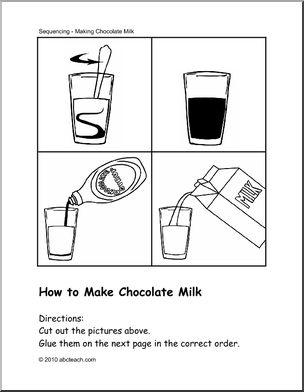 Sequencing:  How to make chocolate milk