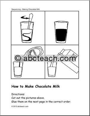 Sequencing:  How to make chocolate milk
