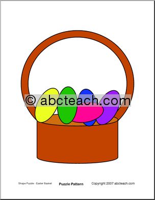Shape Puzzle: Easter Basket with Eggs (color)
