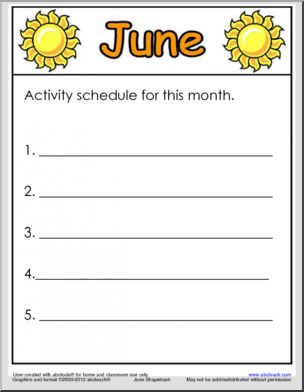 June My Monthly Goals Writing Prompt
