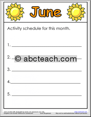 June My Monthly Goals Writing Prompt