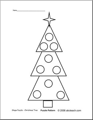 Shape Puzzle: Christmas Tree (b/w)