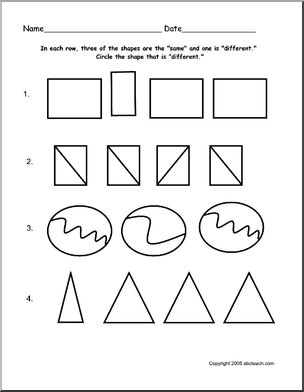 Matching:  Which one is NOT the same – shapes 1