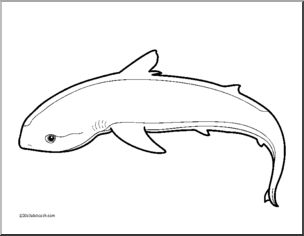 Clip Art: Baby Animals: Shark Cub (coloring page)