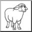 Clip Art: Cartoon Sheep: Ewe (coloring page)