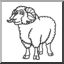 Clip Art: Cartoon Sheep: Ram (coloring page)