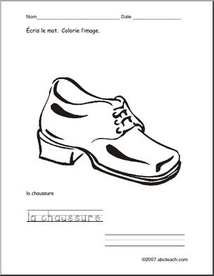 French: Colorie/Ecris la chaussure