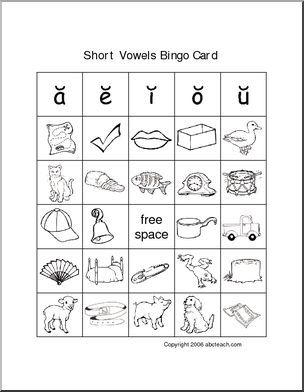 Bingo Cards: Short Vowel Sounds