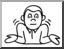 Clip Art: Basic Words: Shrug (coloring page)