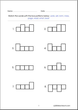 Word Shapes – 4 letter words (set 4) Worksheet