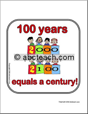 100th Day of School – 100 years Sign