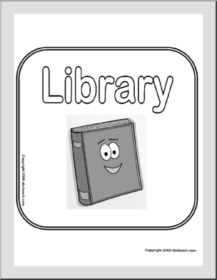 Library (b/w) Center Sign
