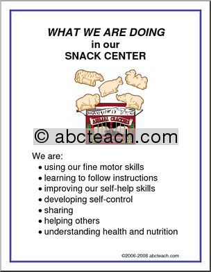 What We Are Doing Sign: Snack Center
