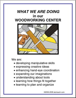 What We Are Doing Sign: Woodworking Center