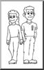 Clip Art: Family: Sister & Brother (coloring page)