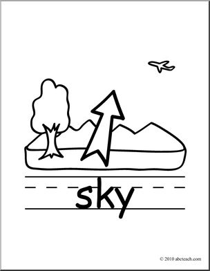 Clip Art: Basic Words: Sky B&W (poster)