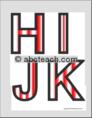 Alphabet Letter Patterns: Candy Cane theme A-Z (color, small)