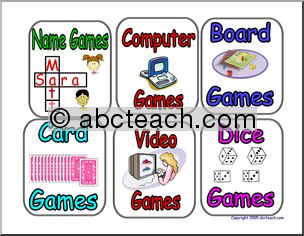Center Signs:  Games (small set of 6 signs)