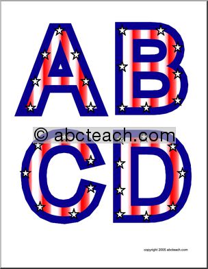 Alphabet Letter Patterns: Patriotic theme A-L (color)