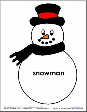 Bulletin Board: Word Wall – Snowmen Theme (prek/elem)