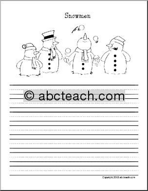 Snowmen (primary) Color and Write