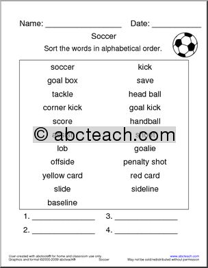 Soccer Terminology ABC Order