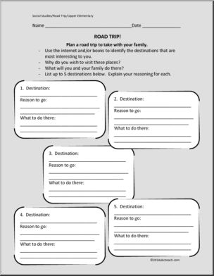 Writing Activity: A Family Road Trip (upper elem)