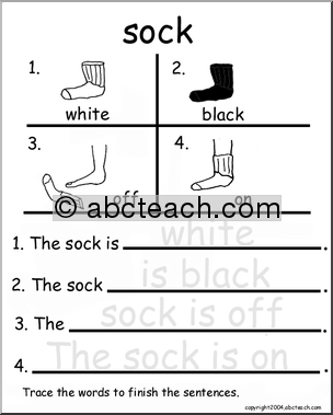 Beginning Writing Practice, Set 16 – trace (socks)