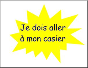French: Solid yellow starburst posters with calssroom expressions