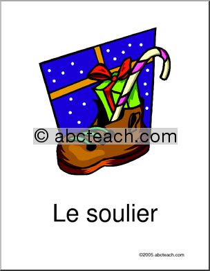 French: NoÃŽl; Soulier Vocabulary Poster