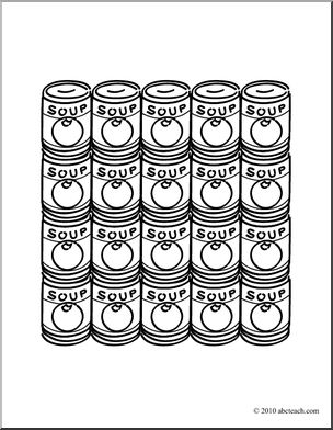 Clip Art: Soup Cans (coloring page)