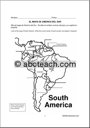 Spanish: GeografÃŒa: AmÃˆrica del Sur (elementaria/secundaria)