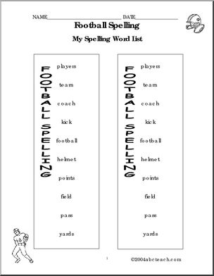 Football (primary) Spelling I abcteach.com